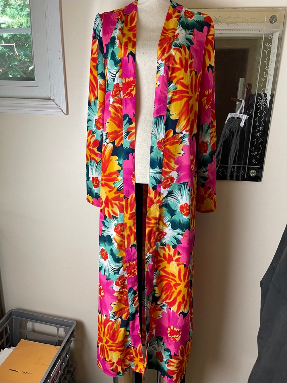 Boohoo swim cover up floral duster, like new